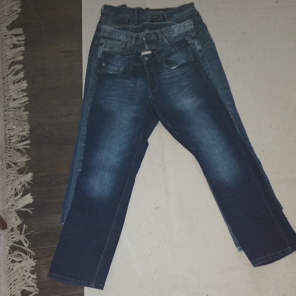 LOT Of 3 HM/ Old Navy/ Weatherproof Men's Dark Blue Straight Cut Jeans 32/32